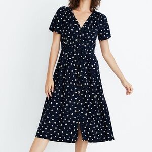 NWT Madewell Daylily Midi Dress in Daisy Dots Short Sleeve Floral 12 $138